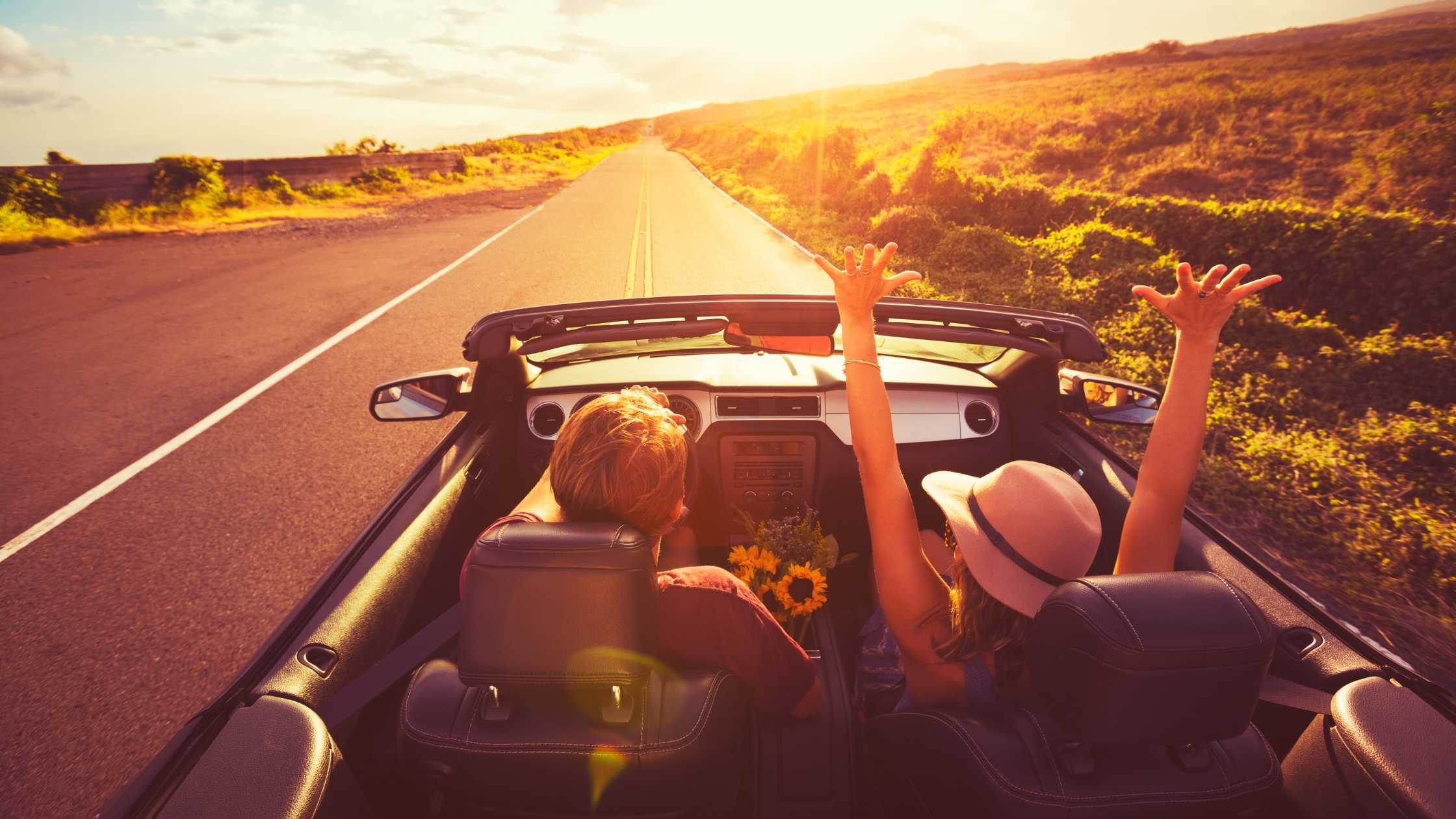 People in a car driving into the sunset. Online therapy in Virginia can help you heal. Get support with an online therapist for anxiety, stress, depression, trauma and more.